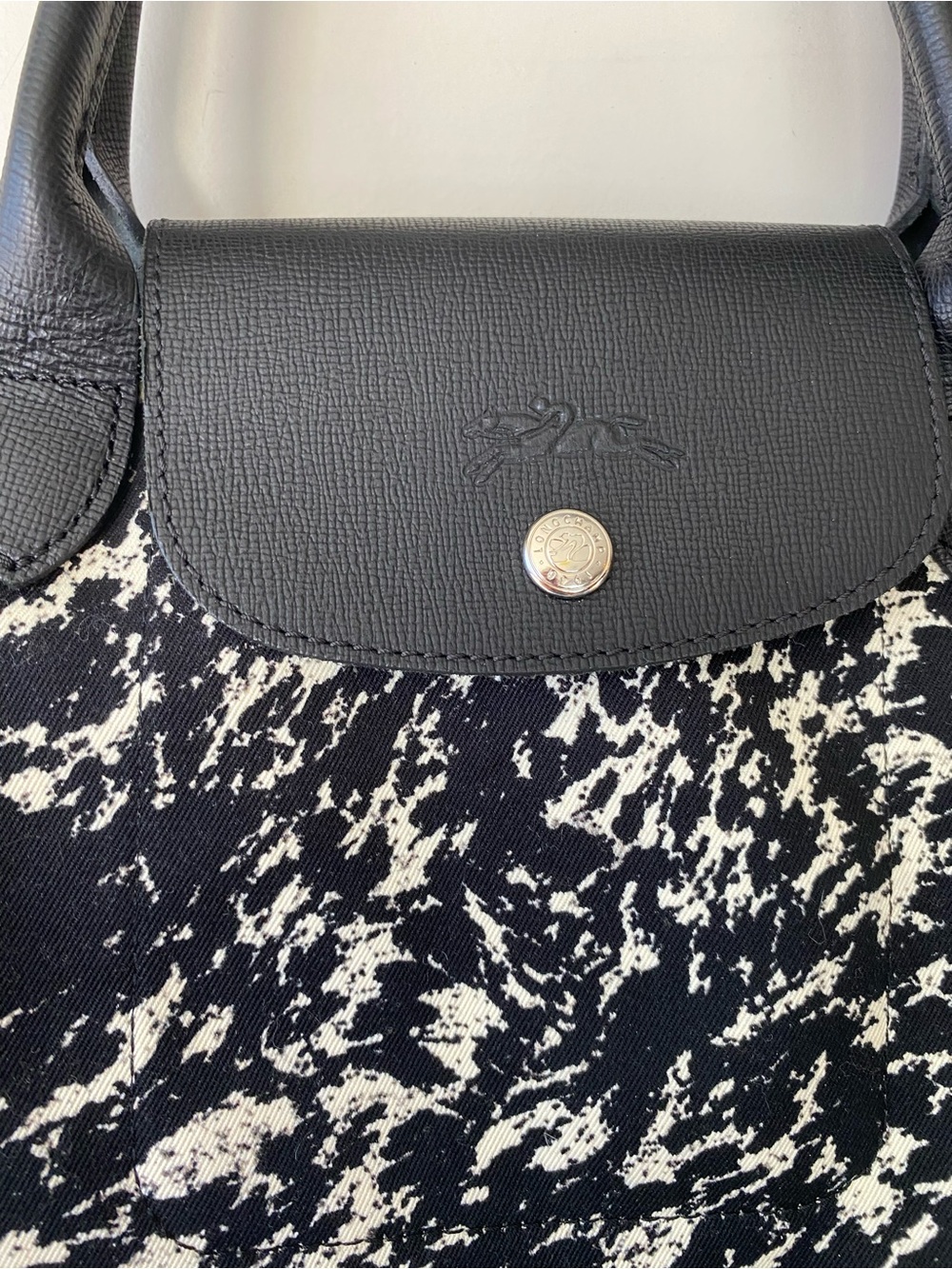 Longchamp Le Pliage Appaloosa Black White Coated Canvas Crossbody Bag Small - Picture 4 of 15